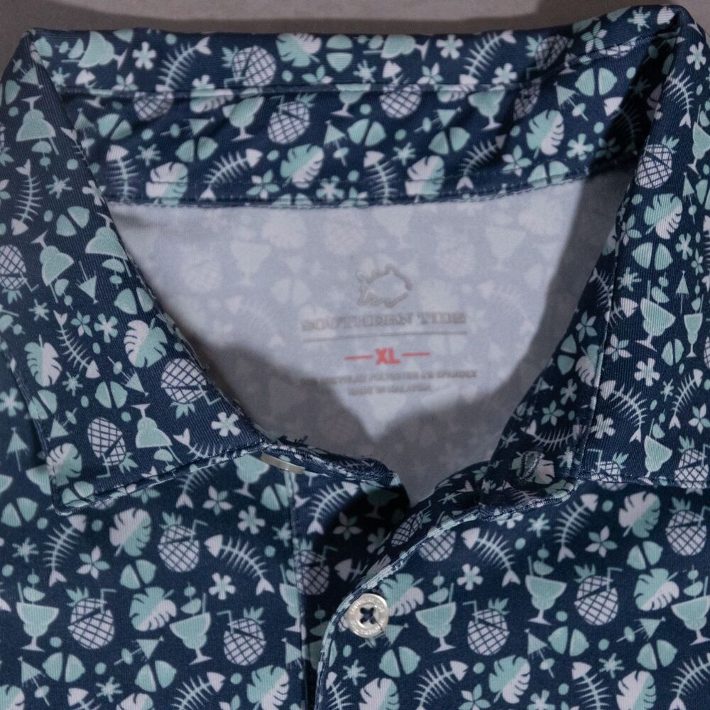 Southern Tide Brrr Polo Shirt Short Sleeve Performance Stretch Pineapple Fish XL - Picture 3 of 7